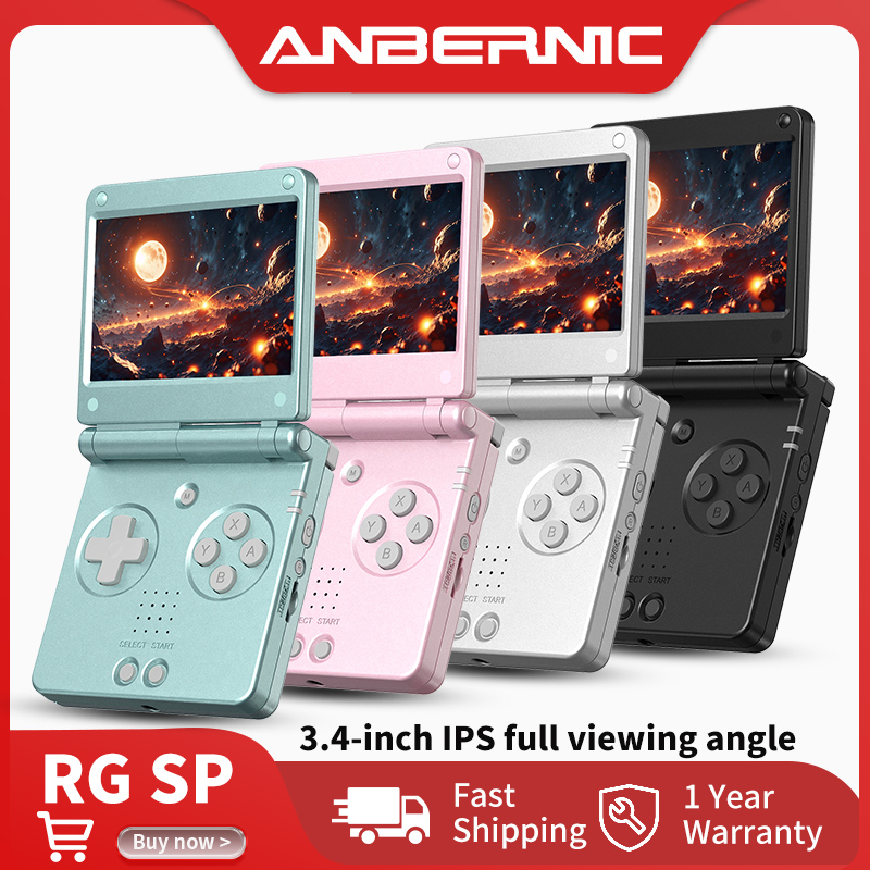Gaming Console Linux - Anbernic RG SP フリップ式レトロ携帯ゲーム機 RGSP 3.4インチIPSディスプレイ、Linux搭載、3300mAhバッテリー、5G