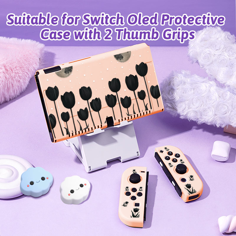 Gaming Console Cloud - Switch NS/OLED ゲームコンソール用保護シェル、クラウド型ジョイスティックキャップ 2 個、TPU ソフトシェル、ポータブルゲームアクセサリーが含まれています