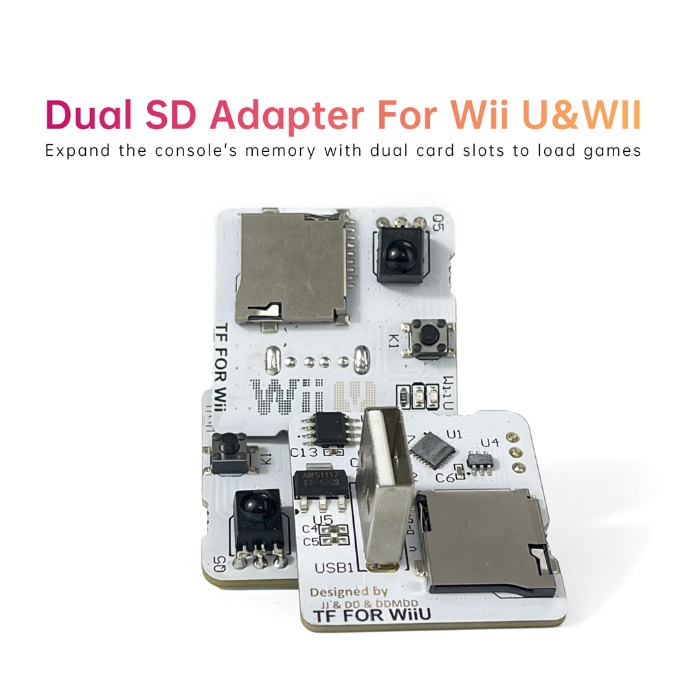 Gaming Console Usb - Wii UとWiiビデオコンソール用の2つのSDカードスロットアダプター、メモリ拡張エキスパンダー、USBインターフェースミニエクスプレス経由でゲームを読み込みます
