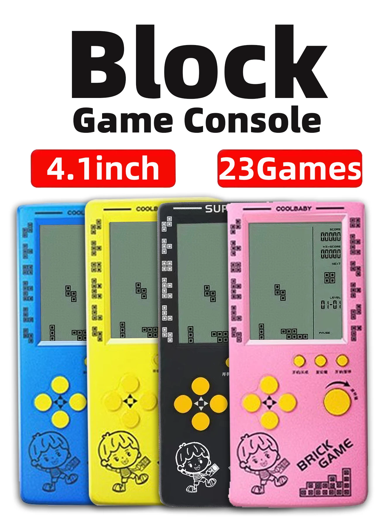 Gaming Console For Kids - クラシックレトロハンドヘルドゲームプレーヤー、コンソール用大画面、子供向け懐かしいポケットゲーム機、キッズパズルおもちゃ