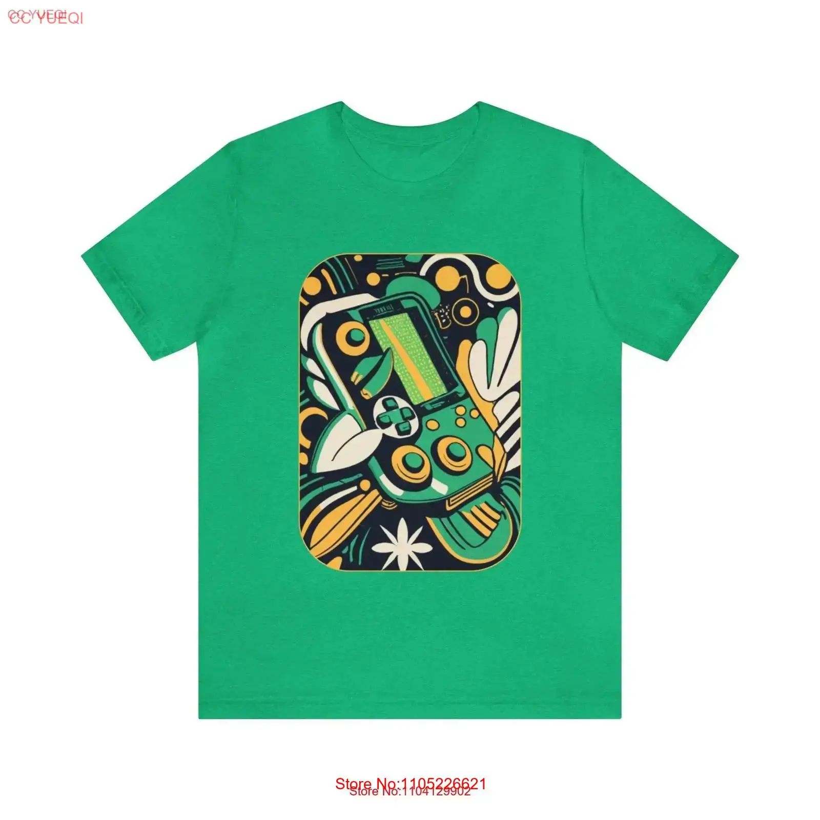 Gaming Console Old School - リーフィーグリーンジャージー Tシャツ レトロ オールドスクール ハンドヘルドコンソール コントローラー