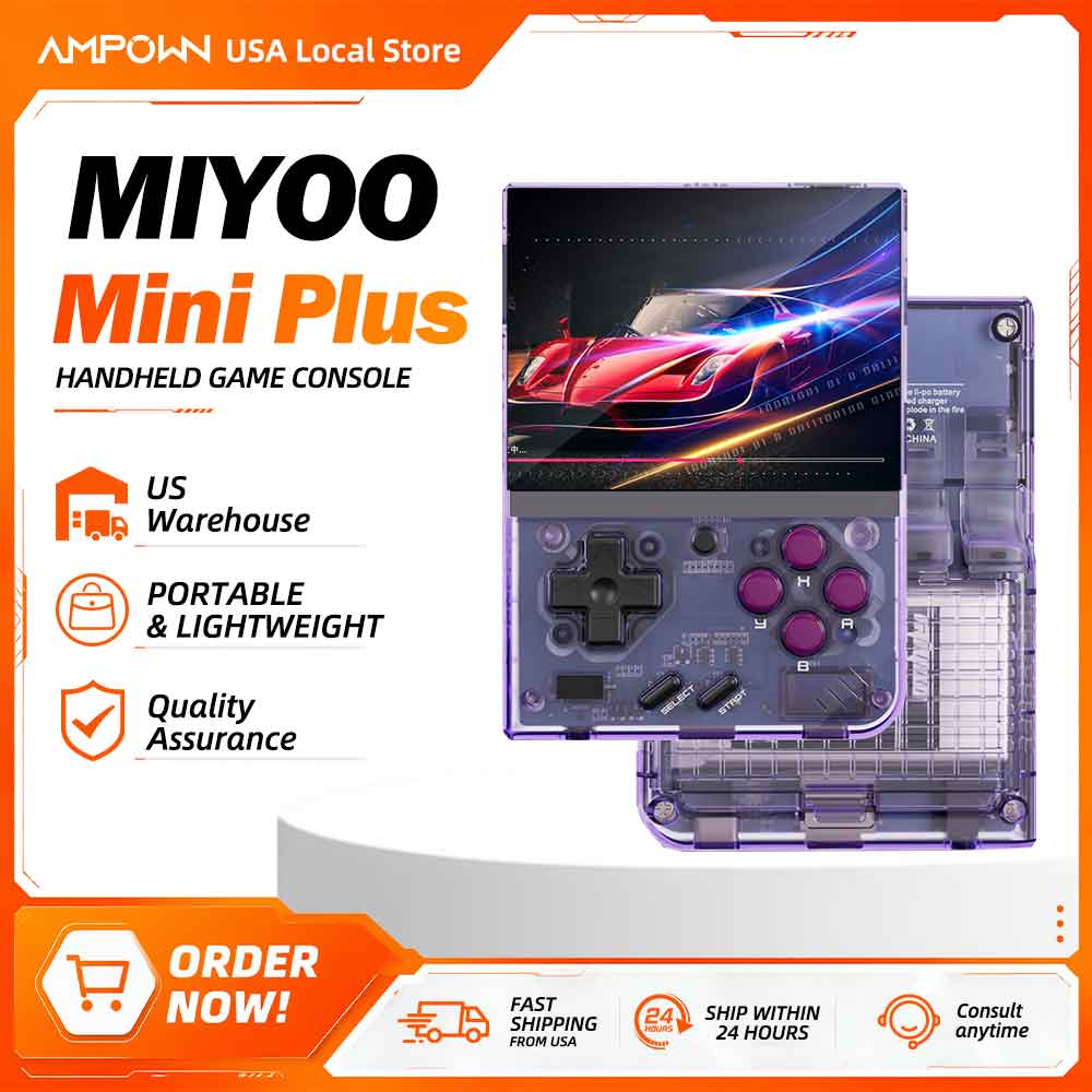 Gaming Console.Emulators - Miyoo Mini+ レトロハンドヘルドゲーム機 3.5インチOCA IPSスクリーン 2.5D狭額縁
