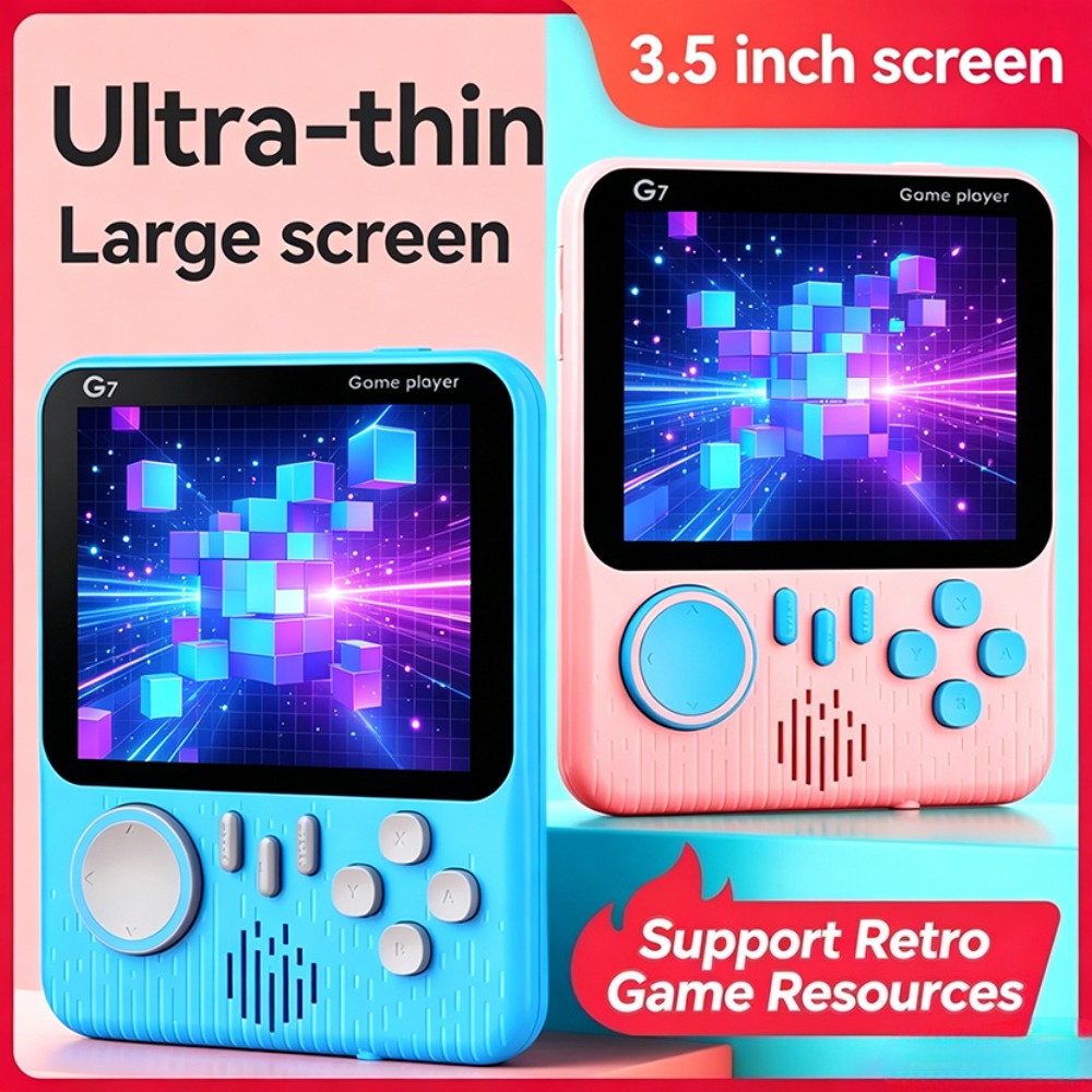 Gaming Console For Kids - G7 ポータブルレトロハンドヘルドゲーム機 3.5インチLCDディスプレイ レトロゲームリソース対応 AV出力ケーブル 子供・大人向けギフト