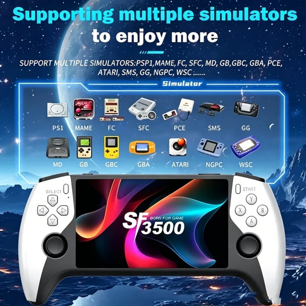 Gaming Console.Emulators - SF3500 5 インチハンドヘルドゲームコンソール PS1 GBA SNES