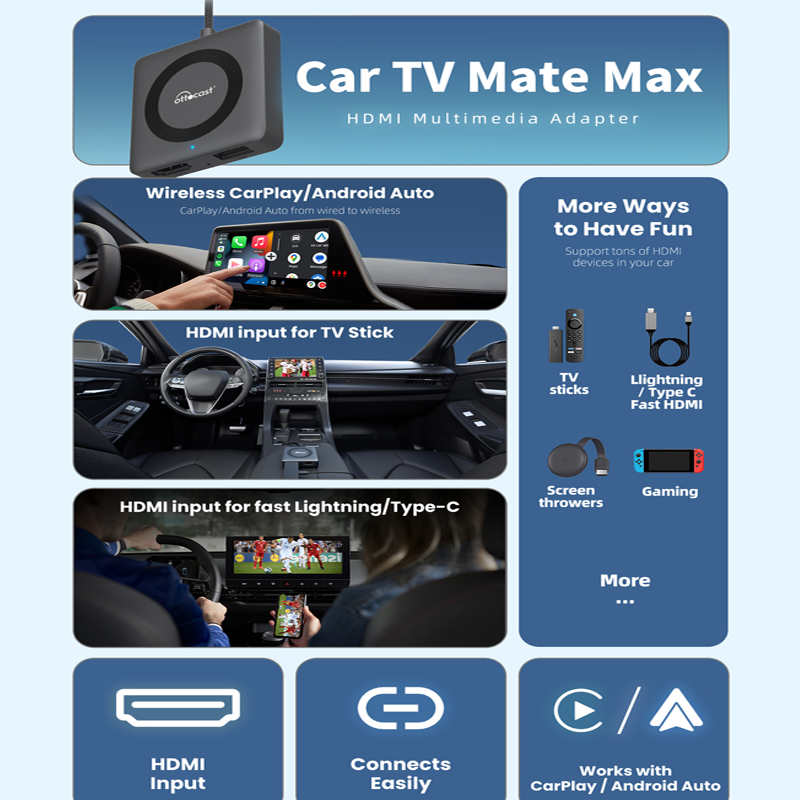 OTTOCAST車のテレビメイト有線無線CarPlayアダプ - Gaming Console In Car のレビューと価格